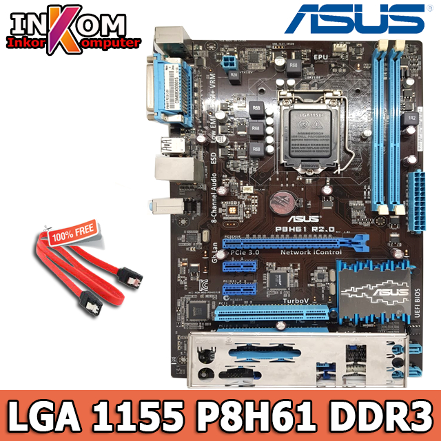 Motherboard Mainboard Paket Mobo ATX P8H61 Plus Processor i3