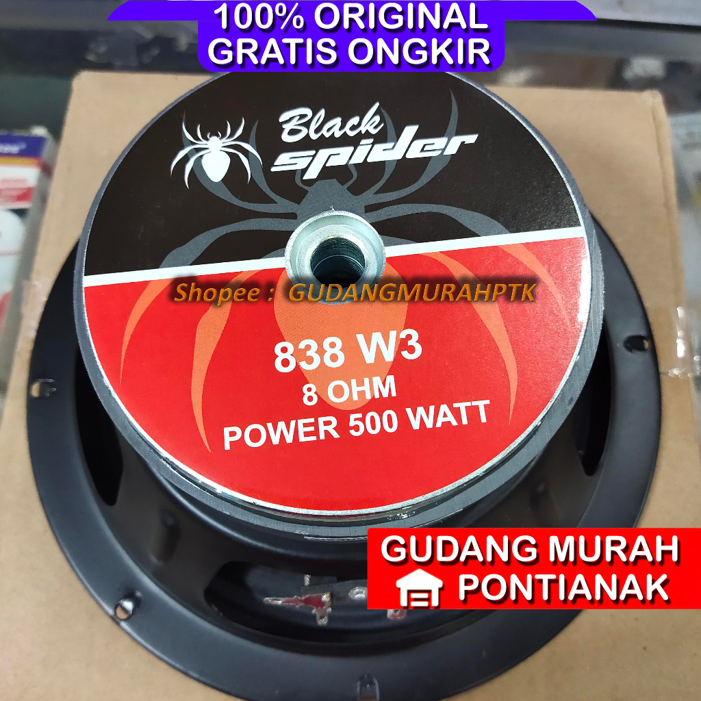 Speaker Blackspider 8&quot; 500watt 838 W3 8inch Original Black Spider 838w3 838-w3 salon Woofer 500W 500 Watt