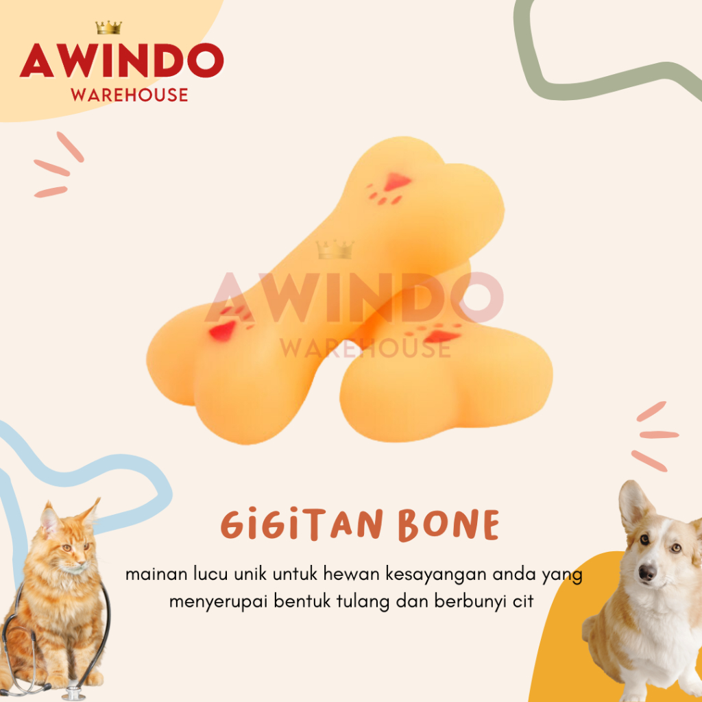 GIGITAN BONE MOTIF 08 - Mainan Tulang Gigitan Anjing Kucing Gerigi Bunyi Cit