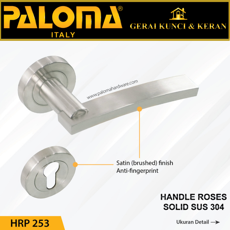 Handle Pintu Roses PALOMA HRP 253 LHS LAGUNA STAINLESS STEEL