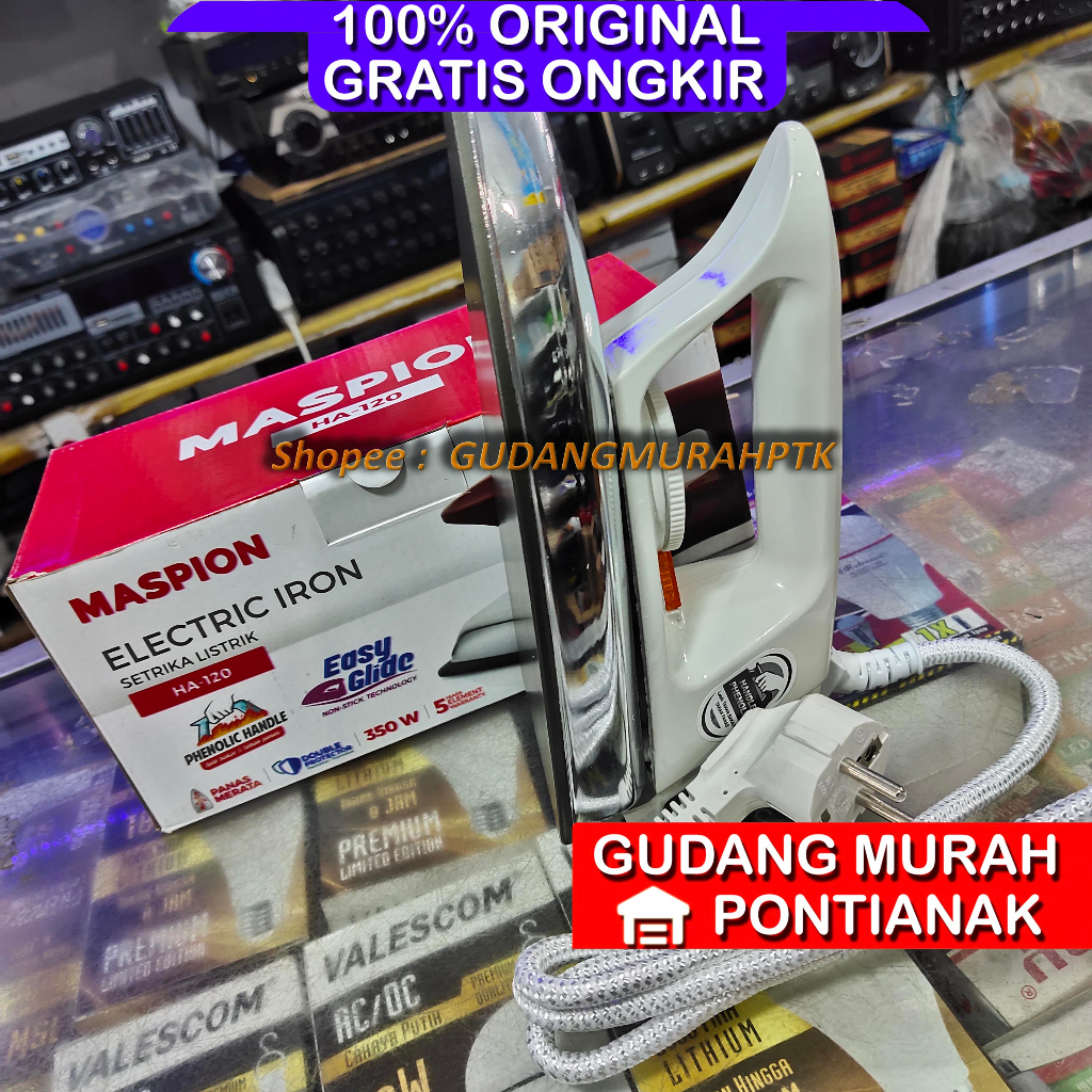 Setrika Maspion HANDLE PHENOLIC LEBIH TAHAN BAKAR Dan TAHAN PANAS EASY GLIDE HA-120 HA120 Anti Lengket
