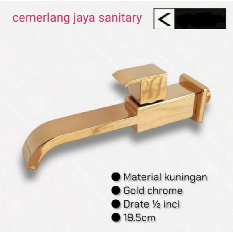 Kran Wastafel Tembok Kotak Minimalis Gold Spout Kran Tembok Kotak Gold