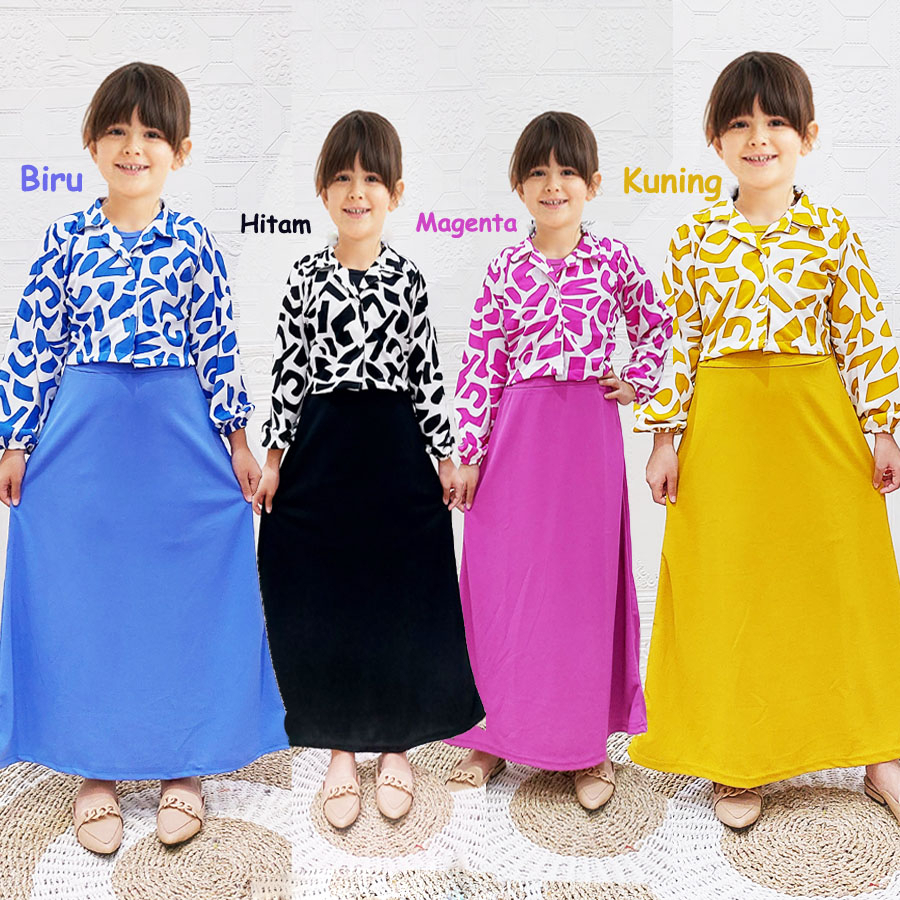 SET AGILAH BLAZER SET GAMIS RUFFLE KOMBINASI ROMPI ANAK PEREMPUAN 2-13tahun BY GL FASHION