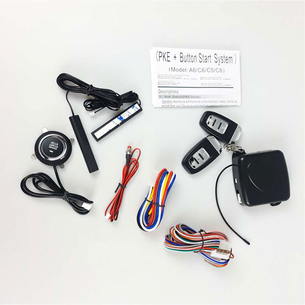 Push Start Ignition Car Keyless Entry with Remote Control - C6-B - Black