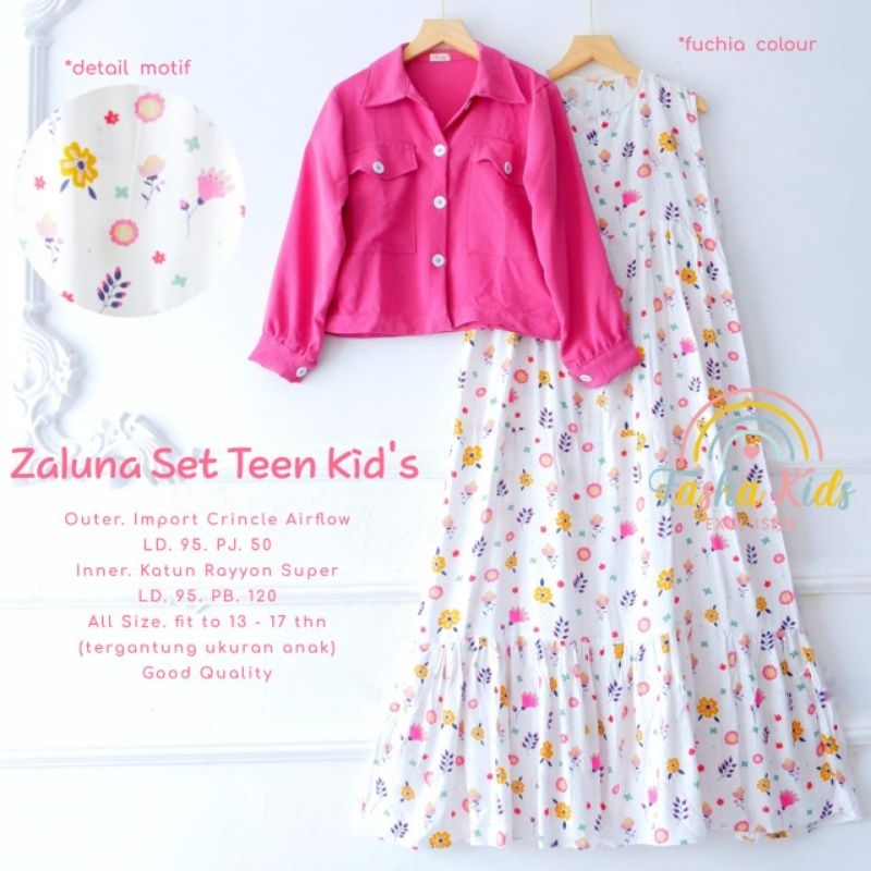 Setelan Inner Overall Anak • Setelan Anak Cewek Remaja Katun • Muslim Kids • Shanum Zaluna Set Origi