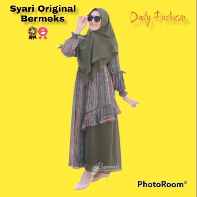 GAMIS SYARI LEBARAN ORIGINAL BERMEKS BAHAN CERUTY PREMIUM BAJU LEBARAN GAMIS SYARI