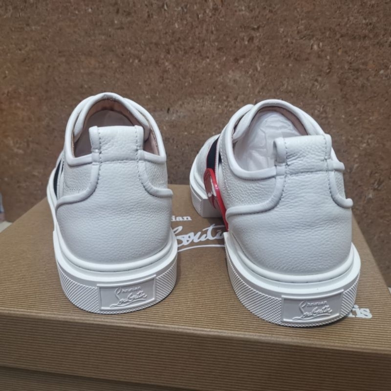 sepatu putih pria sneaker slip on cowok tapak merah men shoes mirror vip p1shoes