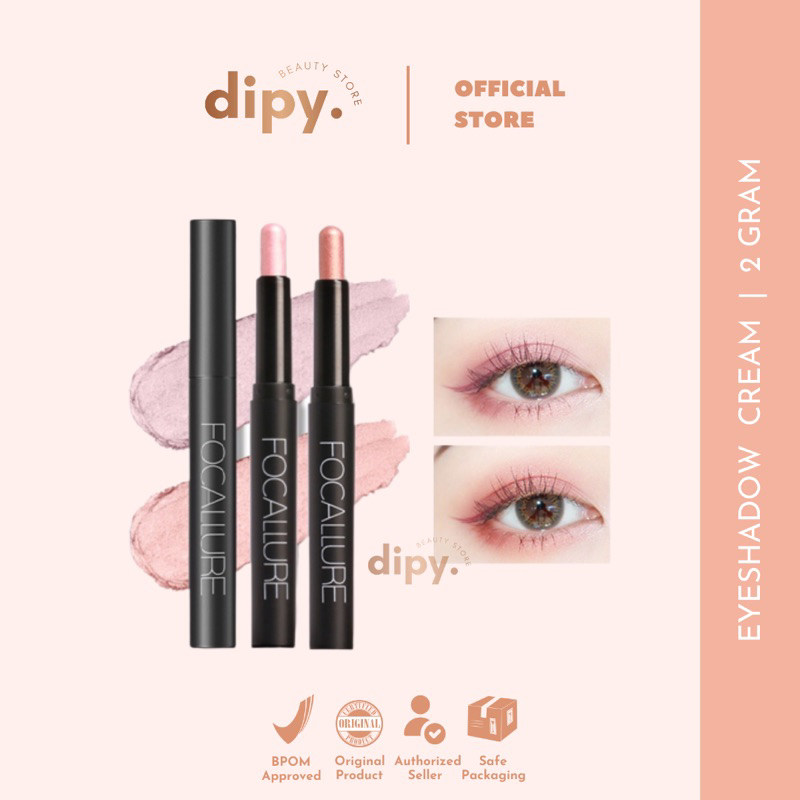 FOCALLURE - Cream Shimmer Single Eyeshadow Pencil Gel Long-Lasting Waterproof Sweatproof Ultra Slim Eyeliner Pen Tahan air Awet Eye Makeup Kosmetik Viral BPOM