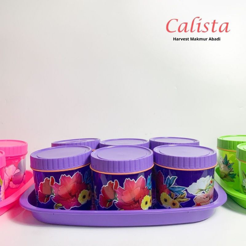 TOPLES CALISTA TONAM ISI 7 PCS BAHAN PLASTIK TEBAL BPA FREE DILENGKAPI NAMPAN CANTIK MOTIF BUNGA WARNA CALISTA