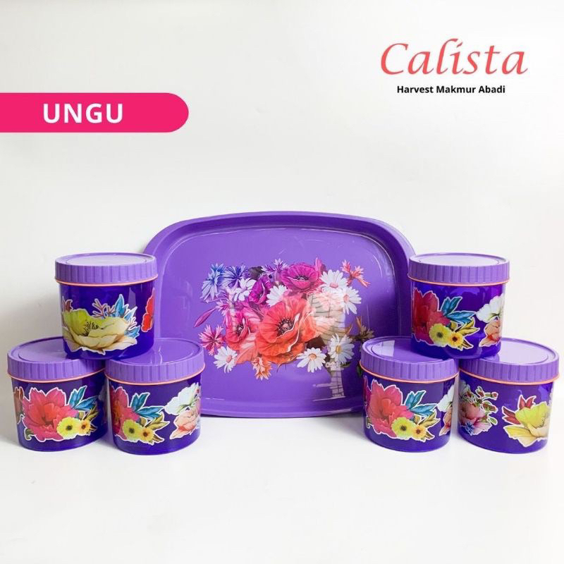 TOPLES CALISTA TONAM ISI 7 PCS BAHAN PLASTIK TEBAL BPA FREE DILENGKAPI NAMPAN CANTIK MOTIF BUNGA WARNA CALISTA