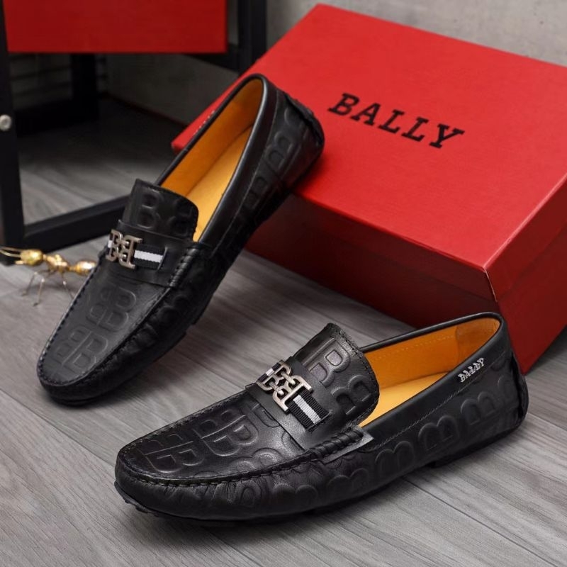 sepatu loafer bally pria hitam men shoes slip on cowok mirror P1SHOES