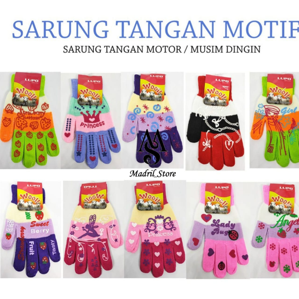 Sarung tangan wanita dewasa motif belang  sablon anti slip woll sarung tangan motor wanita bahan lembut