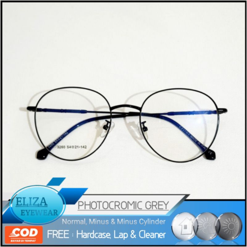 kacamata 3260 paket lensa photocromic antiradiasi/minus