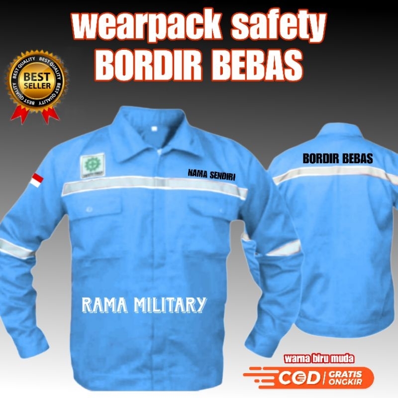 WEARPACK ATASAN KERJA SAFETY LAS BENGKEL TEKNISI BORDIR BEBAS