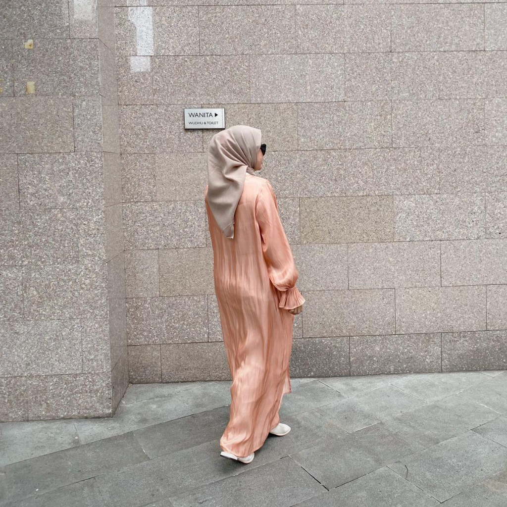 Outer Abaya Shimmer tidak pake belt  Polos Premium - Purebylastin