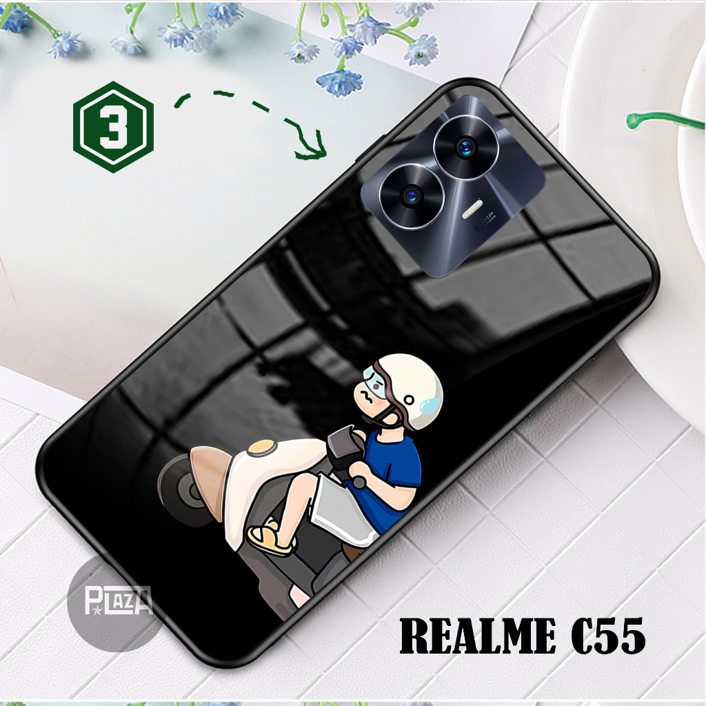 Softcase Glass Kaca COUPLE [K119] REALME C55 Terbaru Casing Handphone-Pelindung Handphone