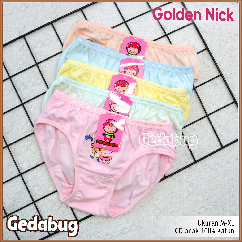 3 Pcs - Celana dalam anak Golden Nick 1189 Warna Muda | Cd anak perempuan Bahan katun lembut | Gedabug