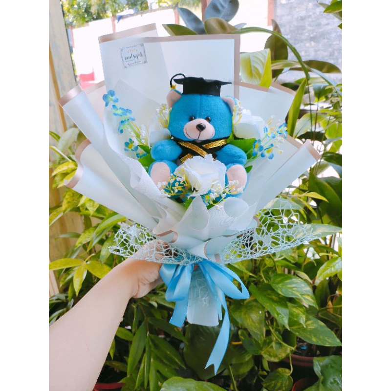 Buket Boneka Teddy Bear Wisuda Murah Semarang/Buket Sidang Murah/Buket Bunga Artificial Murah