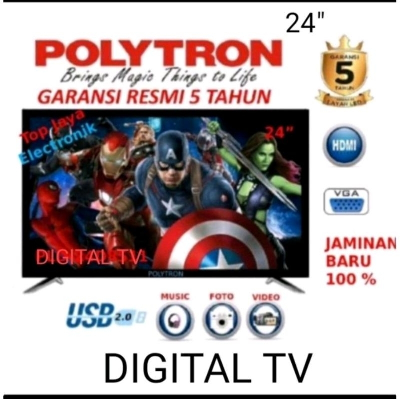 LED TV POLYTRON 24 INCH DIGITAL TV/POLYTRON LED TV 24 INCH NESLW SERIES