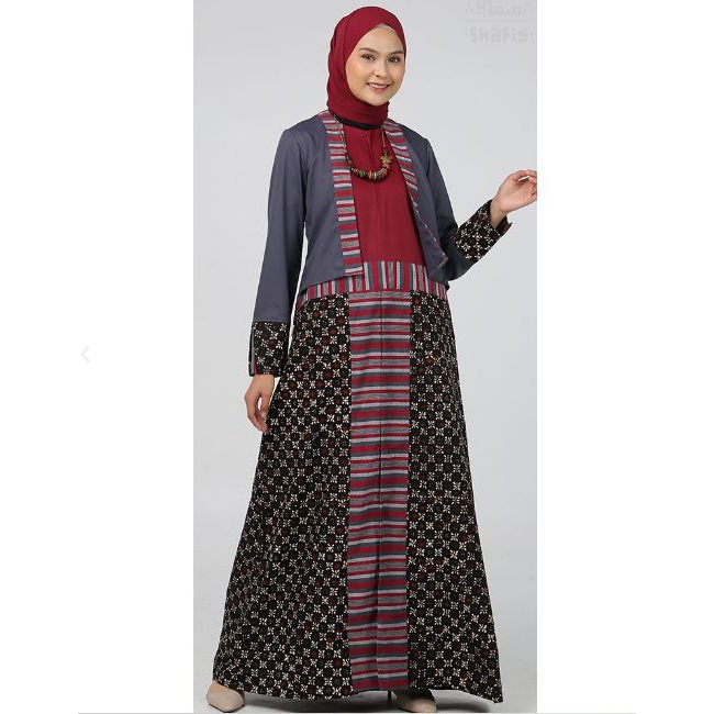 Ramana Gamis Batik Shafiy Original Modern Etnik Jumbo Kombinasi Polos Tenun Terbaru Dress Wanita Muslimah Big Size Dewasa Kekinian Cantik Kondangan Muslim XL