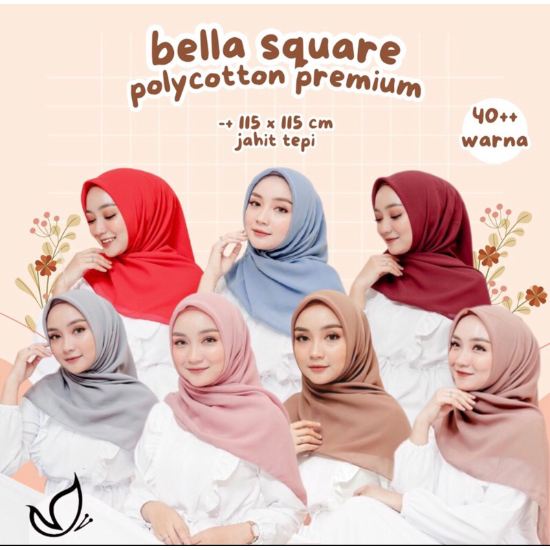 Plain hijab/Segi empat bella square/potton