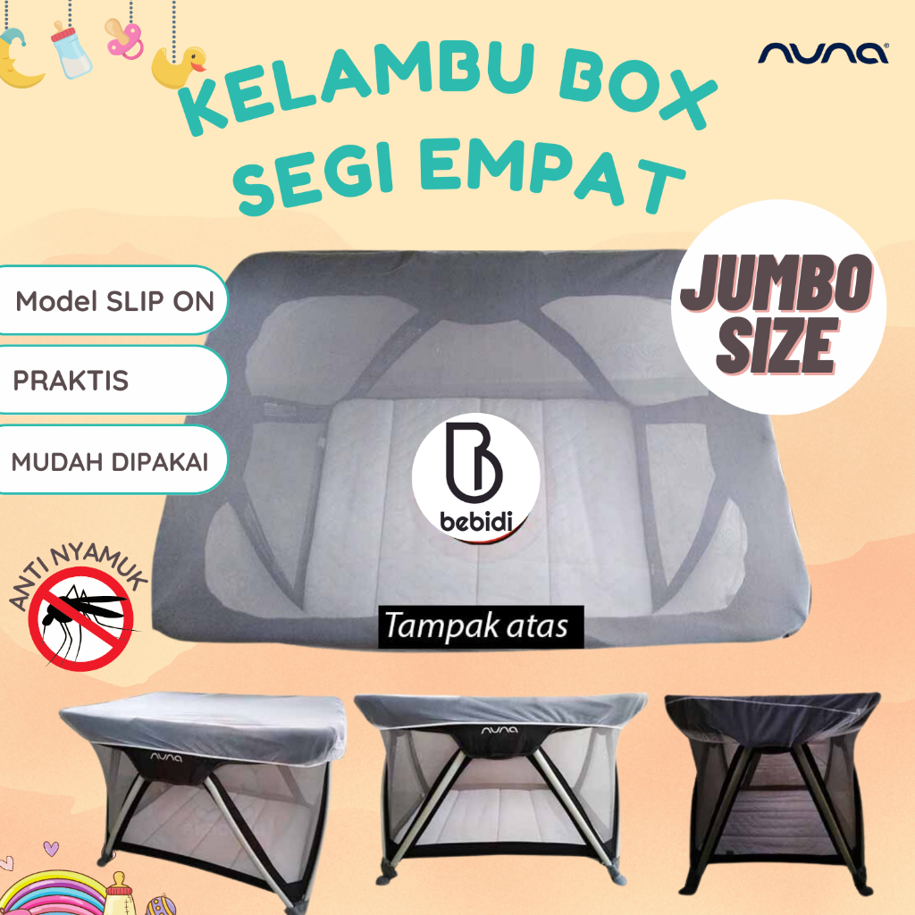 PO KELAMBU BOX Bayi Model SLIP ON JUMBO - sarung anti nyamuk akachan praktis pliko baby does