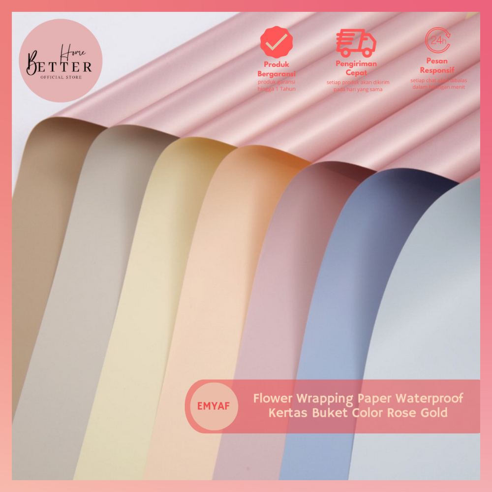 

Better Home - Flower Wrapping Paper Waterproof / Kertas Buket Color Rose Gold (ECER) EMYAF