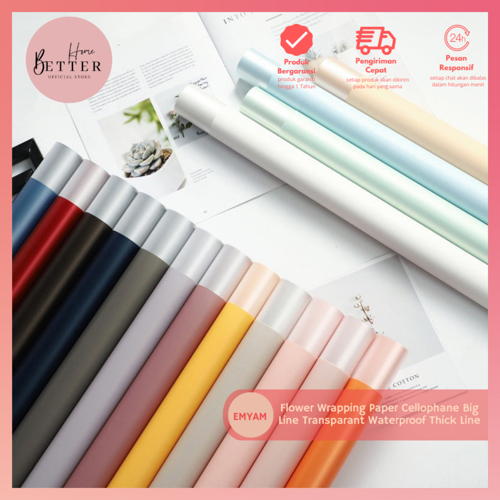 

Better Home - [5 LEMBAR] Flower Wrapping Paper Transparant Kertas Buket List Frame Tebal - EMYAM