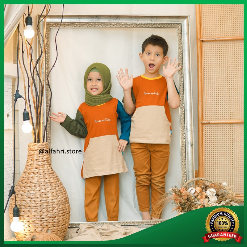 Alfahri Store Baju couple anak cowok cewek / baju muslim anak perempuan &amp; laki laki 3 4 5 6 7 8 9 10 11 12 Tahun / baju couple adik kakak cowok cewek / baju anak kembar cewek cowok / baju couple anak laki laki dan perempuan