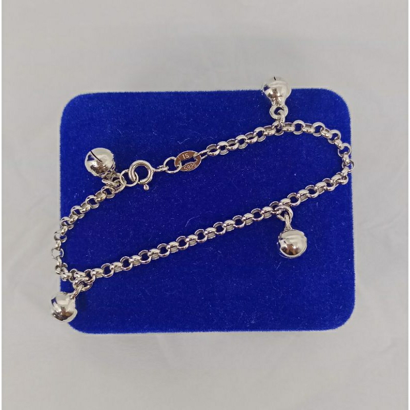 gelang tangan &amp; kaki anak rantai nori olimpic+4bel/perak asli silver 925 lapis emas/perhiasan fashion wanita terbaru