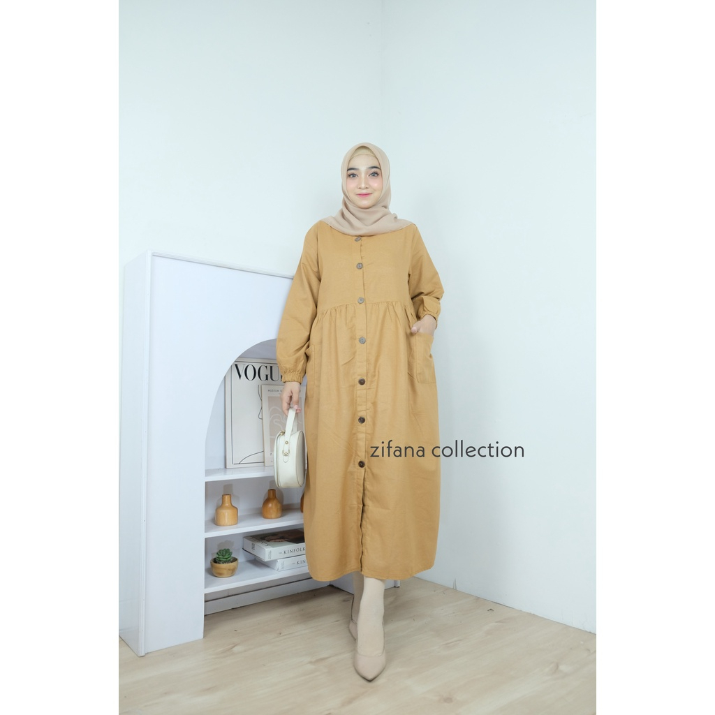 Gamis Hanami Midi Dress Katun Rayon