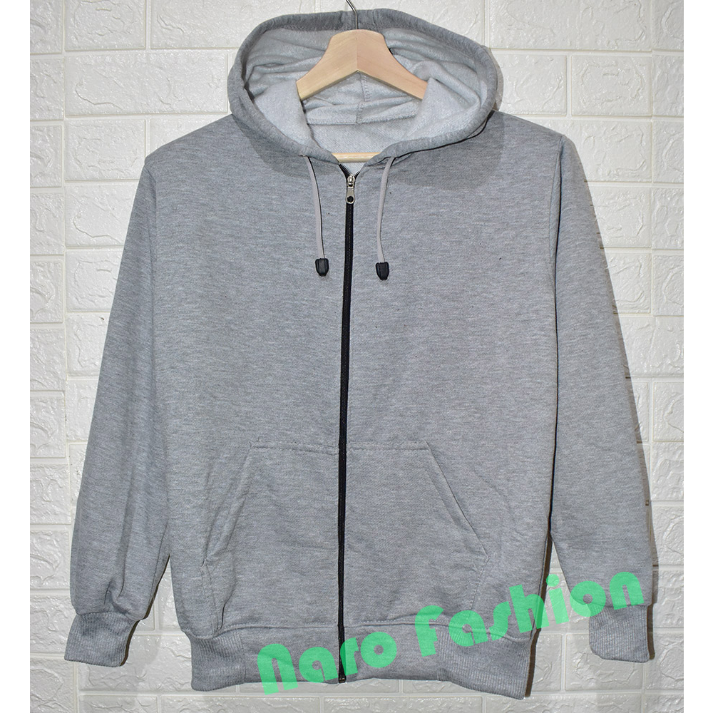 Jaket Sweater Hoodie Zipper Resleting Pria Fleece Risleting - Abu Tua