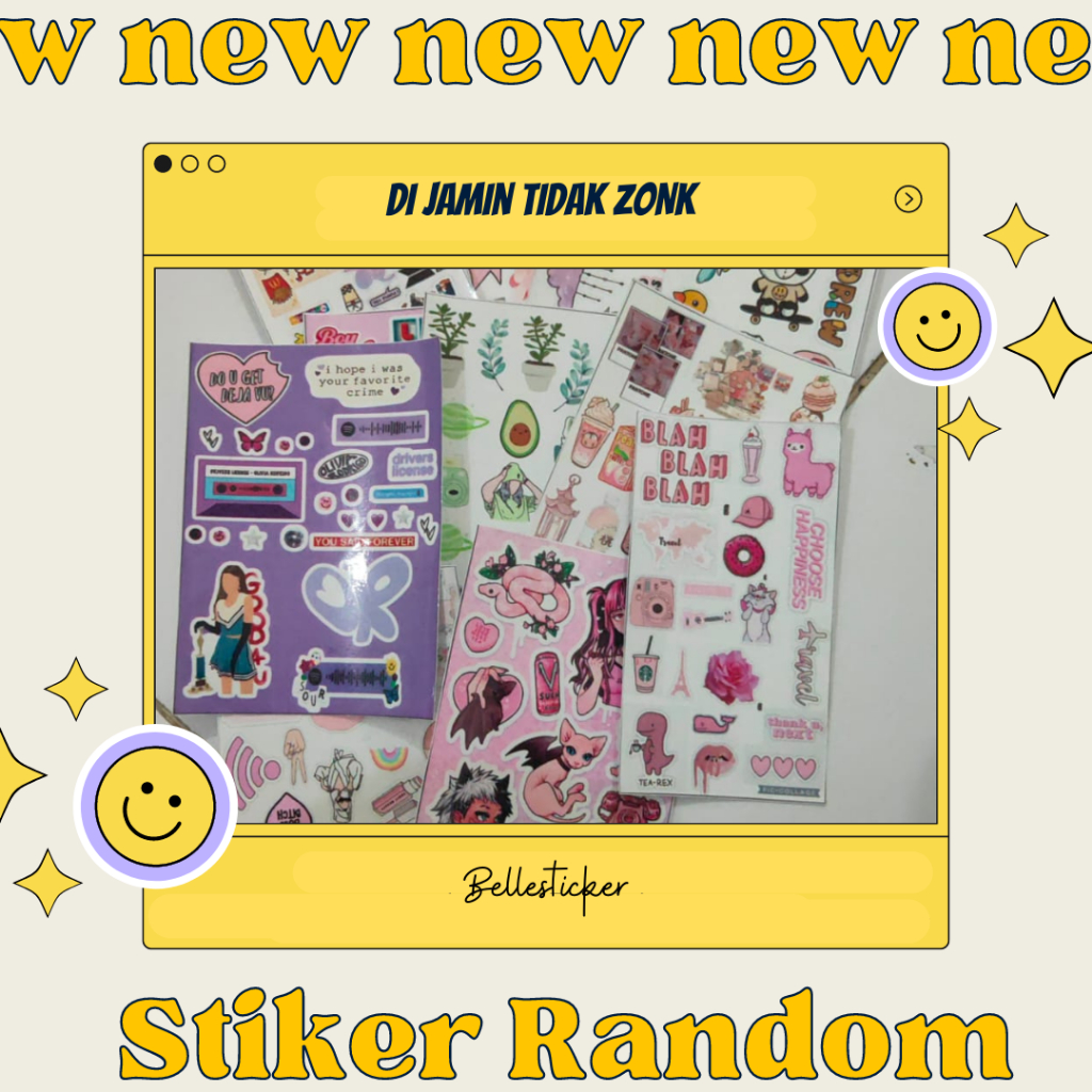 Stiker Random | Sticker Aesthetic Untuk Laptop | Sticker Laptop |  Sticker Tumblr HP | Mini Sticker 