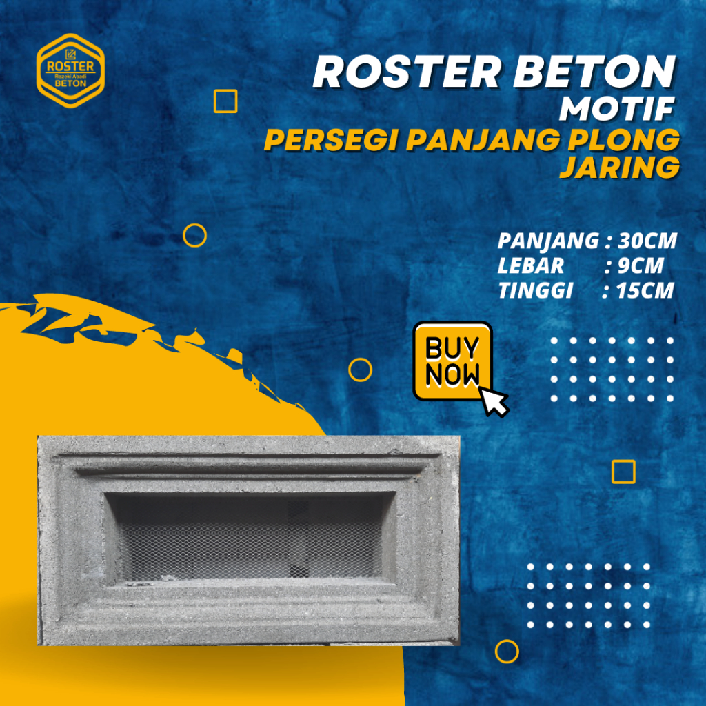 Roster Beton Minimalis,Loster Udara, Atau lubang Angin Motif Persegi Panjang Plong Jaring Ukuran 30c