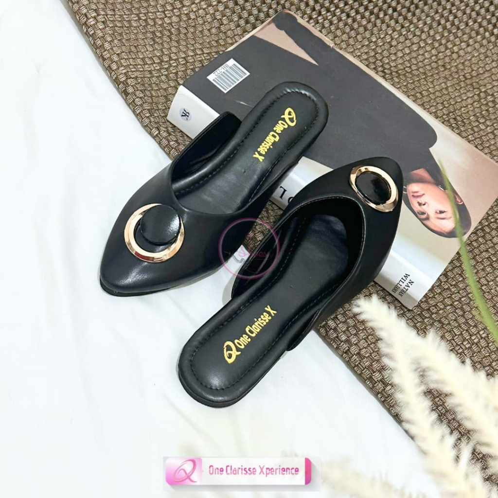 CLARISSE ZALINA Mules Wanita Slip on Sol karet