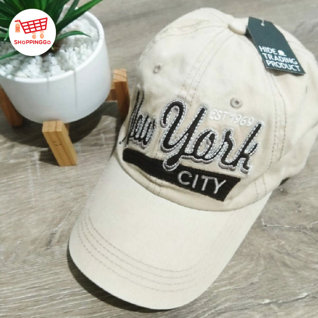 Topi New York City NYC Baseball Cap Original Yankees Import - Cream