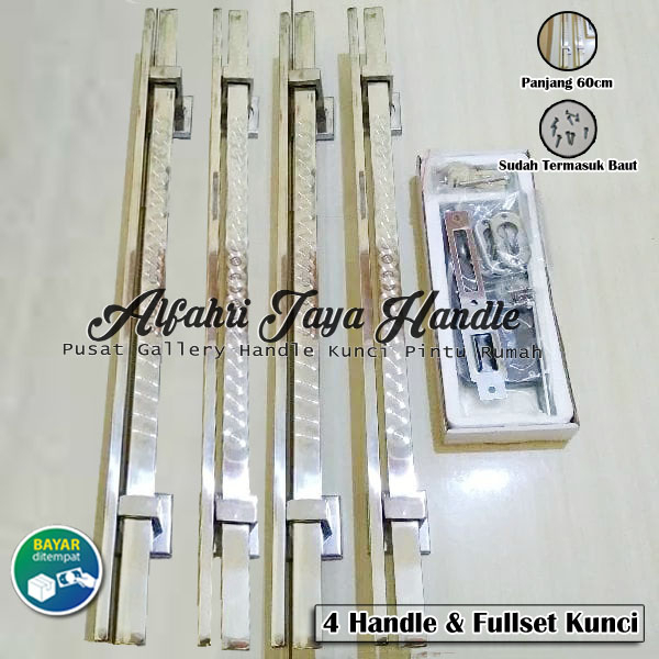 Handle Tarikan Gagang Pintu Rumah 60cm 4Batang & Fullset Kunci Hendel Pintu Rumah Minimalis