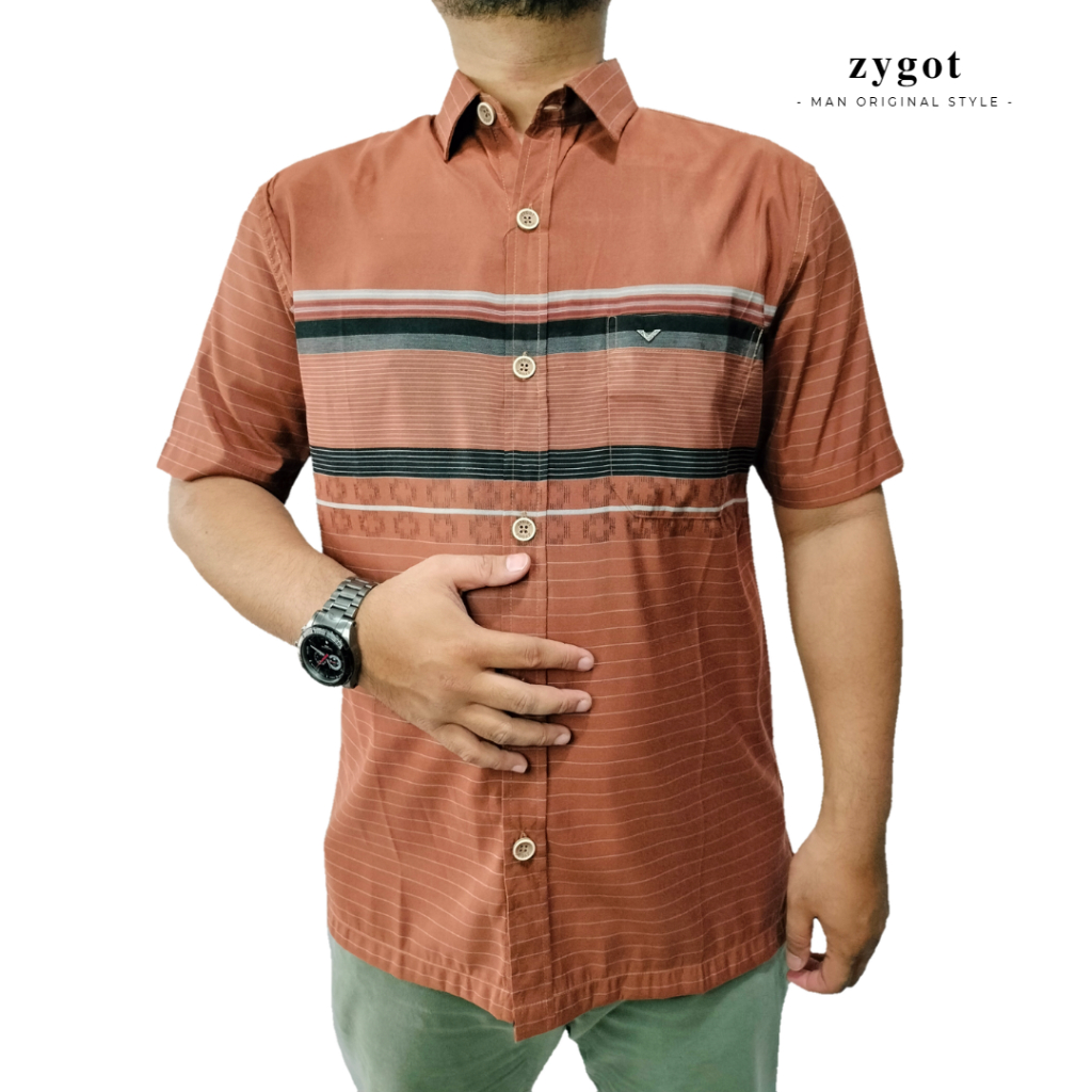 Kemeja Pria Dewasa Lengan Pendek Motif Garis-Garis | Sky Series 03 - By Zygot
