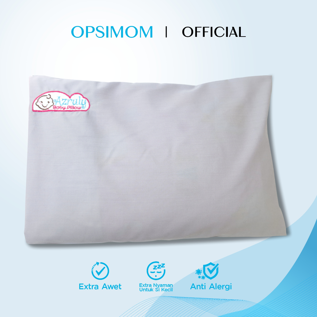 Azruly Baby Pillow + Baby Diaper Skrit (Celana Anti Ngombol) - Bantal Kesehatan Bayi Anti Peyang OPSIMOM | 2 PCS