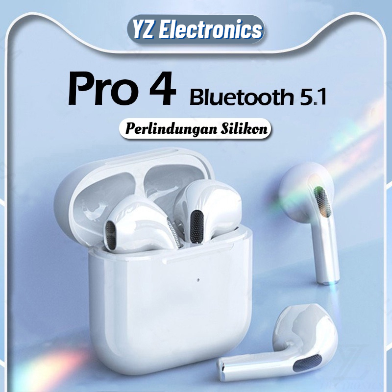 (COD) TWS Pro 4 Headset Bluetooth 5.1 True Wireless Earphone 9D HiFi Stereo Sound Volume Control With Mic Wireless Headset In-ear Water Proof Earbud Earphone Stereo Headset Headphone henset hedset