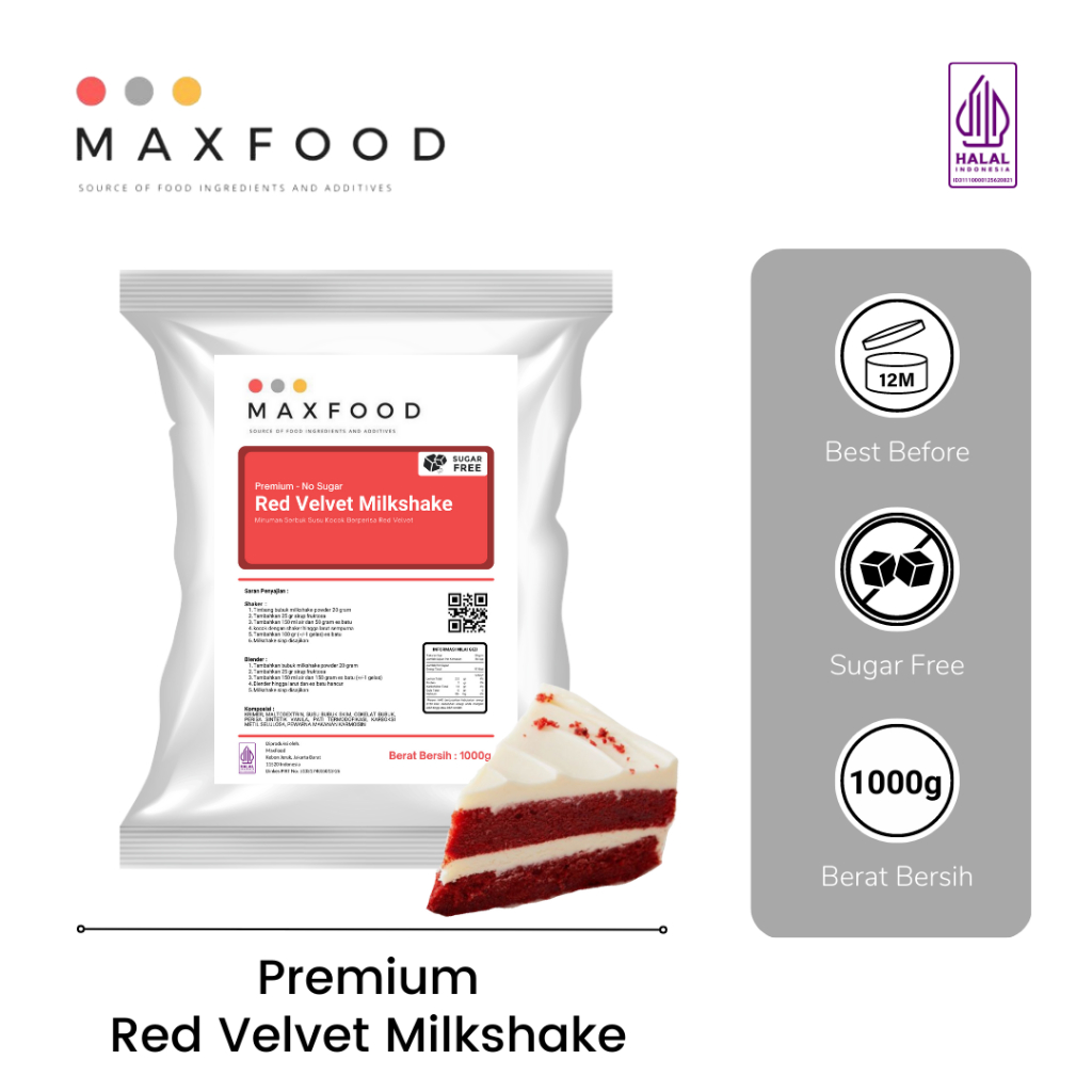 

Premium No Sugar - Red Velvet Milkshake/ Bubuk Minuman Milkshake Red Velvet Tanpa Gula 1 KG