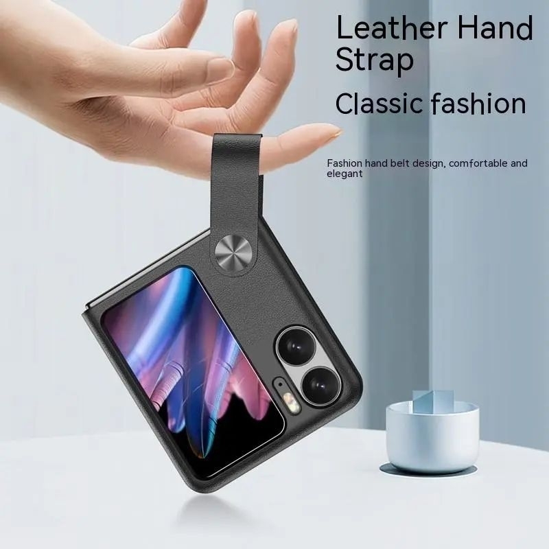 Casing Oppo Find N2 Flip Leather Case Hand Strap [Official Color]