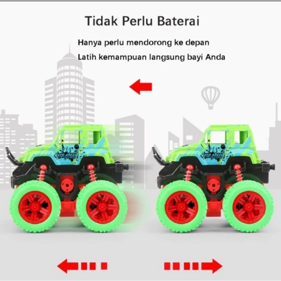 Mainan Mobil Monster Zap Mobilan Jeep Off Road Jip 4 Drive Anak Laki Dorong Tanpa Baterai