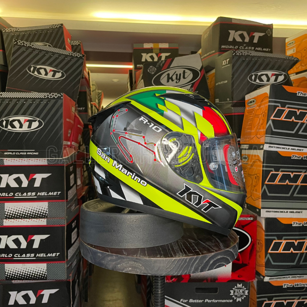 KYT R10 Flat Pinlock San Marino Gp Race Yellow Fluo Black / KYT R10 San Marino / KYT R10 Flat San Ma