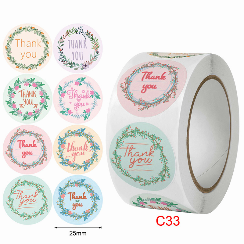 COD✨500 PCS / 1 ROLL STIKER TERIMA KASIH / STICKER THANK YOU Stiker Terima Kasih gs-33#🌟baruC23-2.5cm