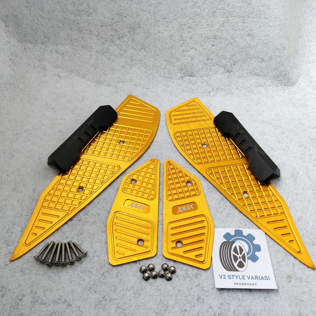 BORDES XMAX CONNECTED BORDES XMAX 250 PIJAKAN KAKI YAMAHA XMAX FULLSET TERMASUK BAUT BAHAN FULL CNC BORDES XMAX 250 XMAX CONNECTED SEPASANG FULLSET BORDES XMAX WARNA GOLD FULLSET INCLUDE BAUT BORDES TERMURAH KARPET YAMAHA XMAX 250 PIJAKAN KAKI BORDES