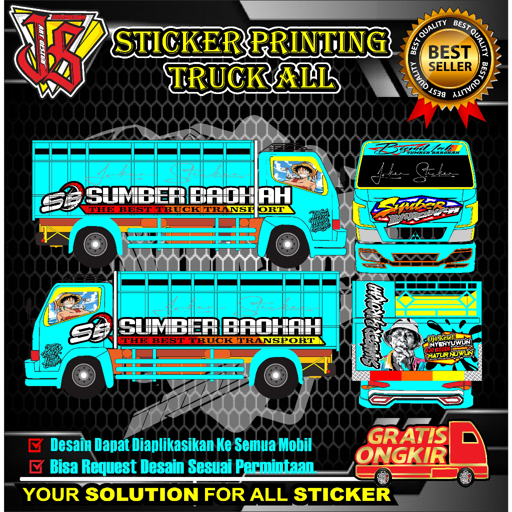 [TERBARU]Stiker Full Body Canter Stiker Blok Bak Samping&Pintu Belakang Bak Stiker Pintu Samping Kan