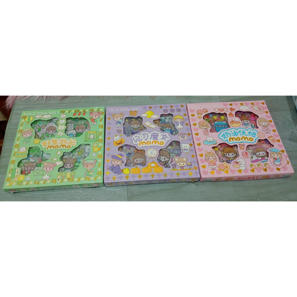 (JY )  1 BOX ISI 100PCS  STIKER 2D STICKER BOTOL MINUM 2D PLASTIK ANTI AIR / BUKU DIARY STIKER MOTIF / STICKER ANTI AIR