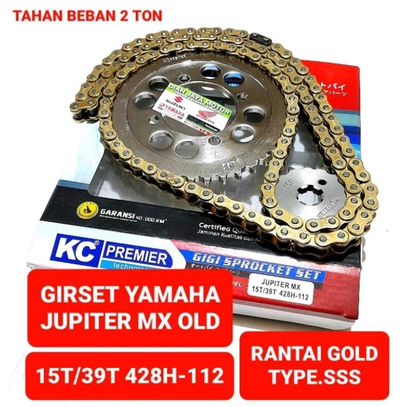 Girset Original Kc Racing 15T/39T/428H Yamaha Jupiter Mx Old Rantai Gold Model SSS Mx Lama PNP Fizr 