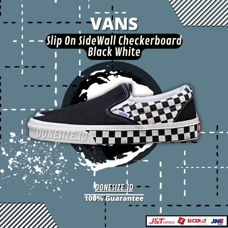 Sepatu Vans Slip On SideWall Checkerboard Black White Original | Sepatu Slip On | Sepatu Vans | Vans